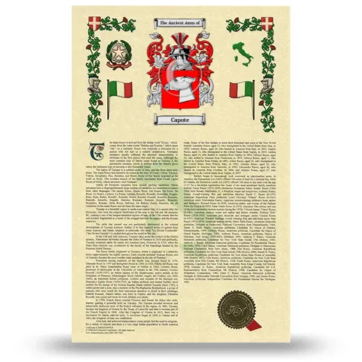 Capote Armorial History with Coat of Arms
