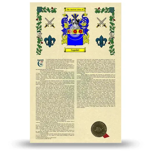 Capulet Armorial History with Coat of Arms