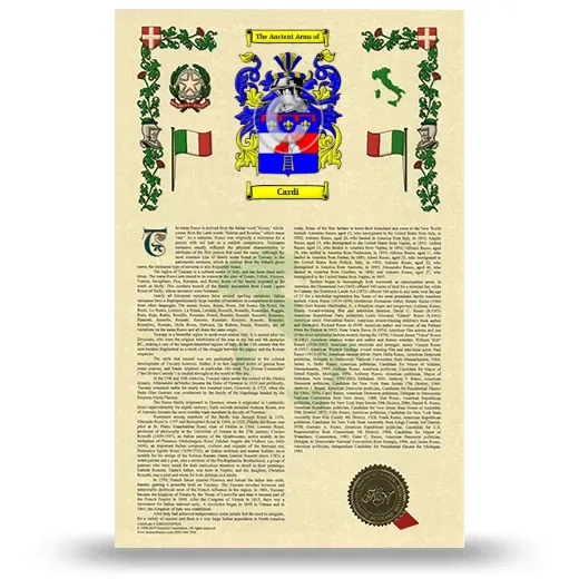 Cardi Armorial History with Coat of Arms