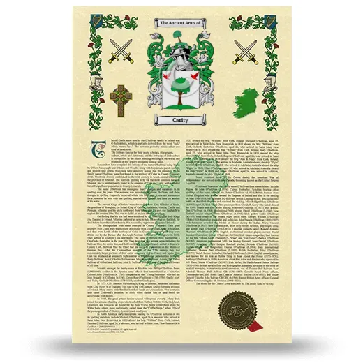 Carity Armorial History with Coat of Arms