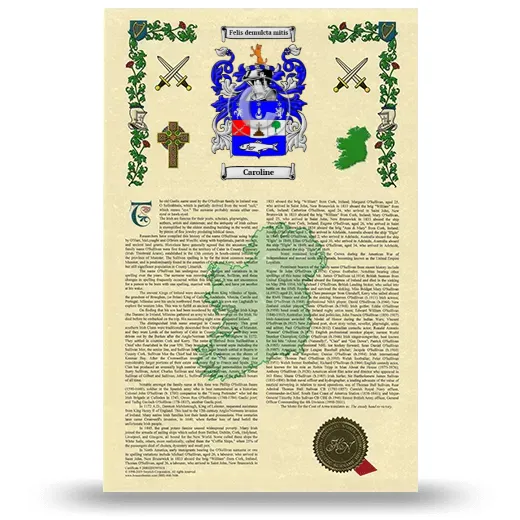 Caroline Armorial History with Coat of Arms
