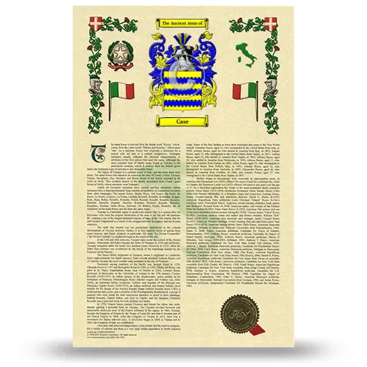 Case Armorial History with Coat of Arms