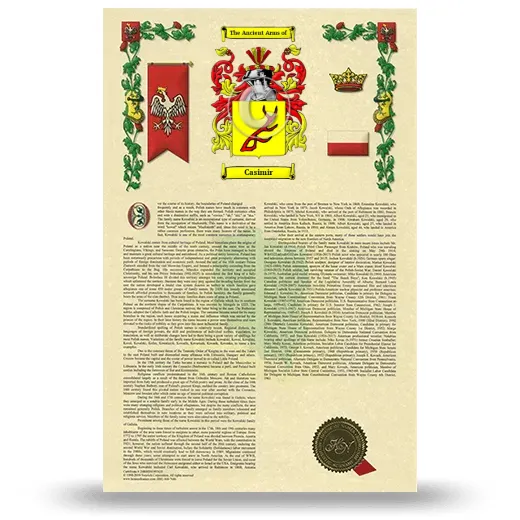 Casimir Armorial History with Coat of Arms