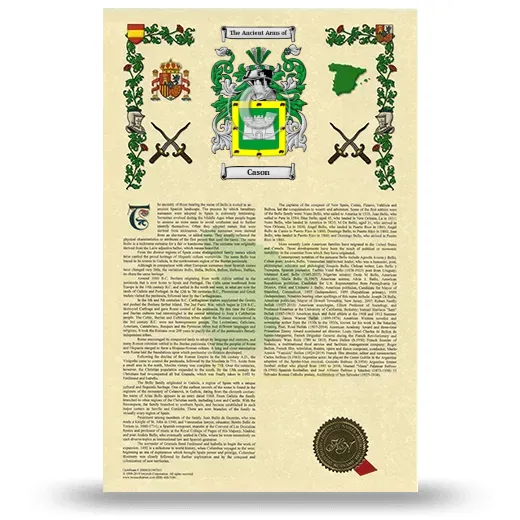 Cason Armorial History with Coat of Arms