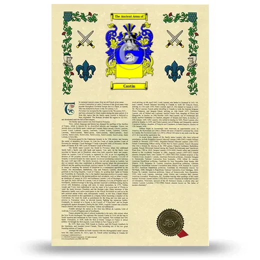 Castin Armorial History with Coat of Arms
