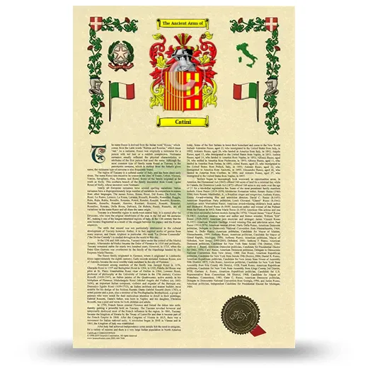 Catini Armorial History with Coat of Arms