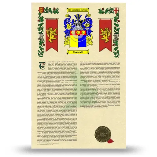 Caulcutt Armorial History with Coat of Arms