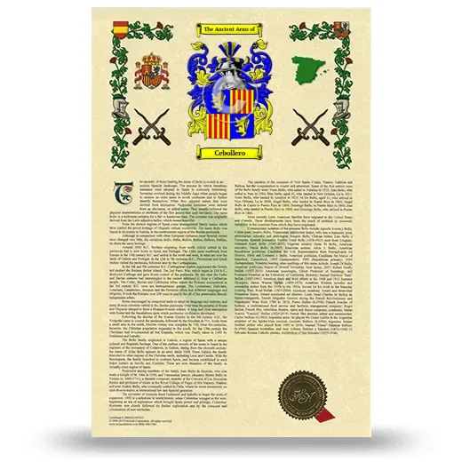 Cebollero Armorial History with Coat of Arms