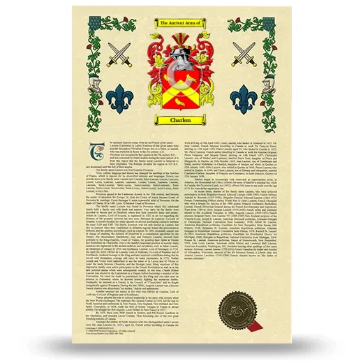 Charlon Armorial History with Coat of Arms