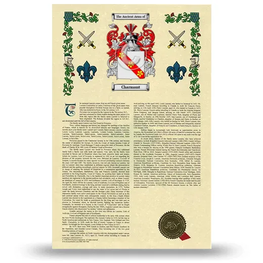Charmant Armorial History with Coat of Arms