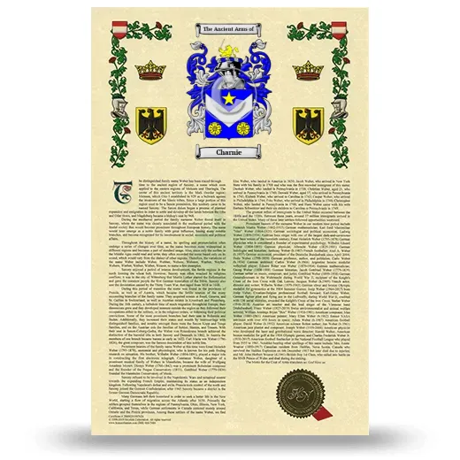 Charnie Armorial History with Coat of Arms