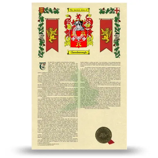 Cheesborough Armorial History with Coat of Arms