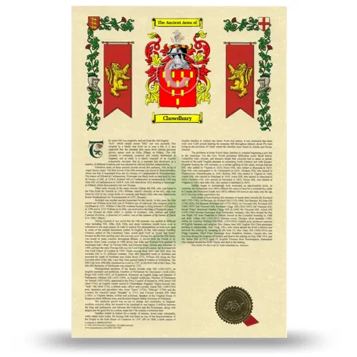 Chowdhury Armorial History with Coat of Arms