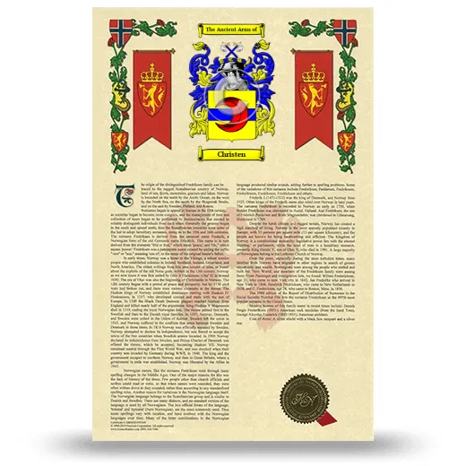 Christen Armorial History with Coat of Arms