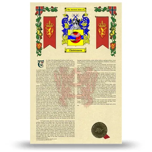 Christensen Armorial History with Coat of Arms