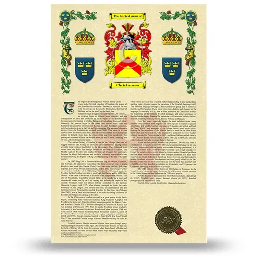 Christiansen Armorial History with Coat of Arms