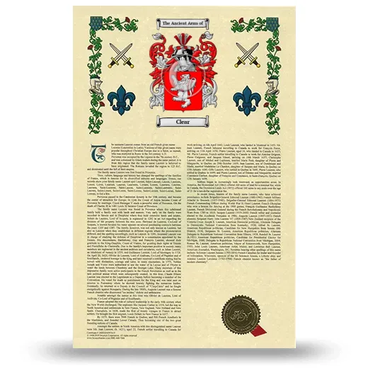 Clear Armorial History with Coat of Arms