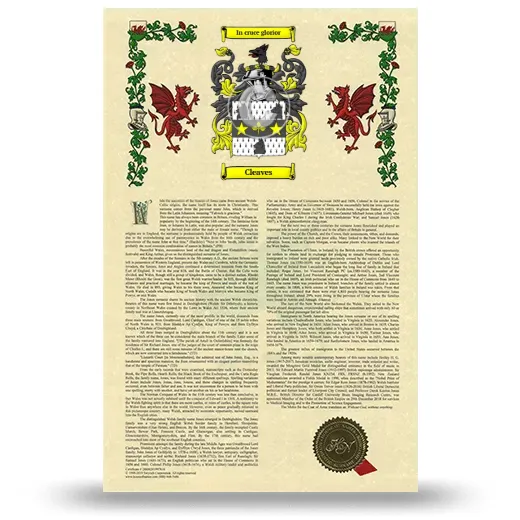 Cleaves Armorial History with Coat of Arms