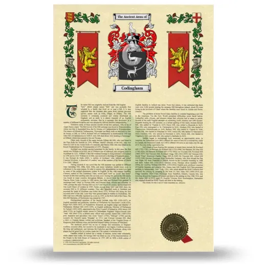 Codingham Armorial History with Coat of Arms