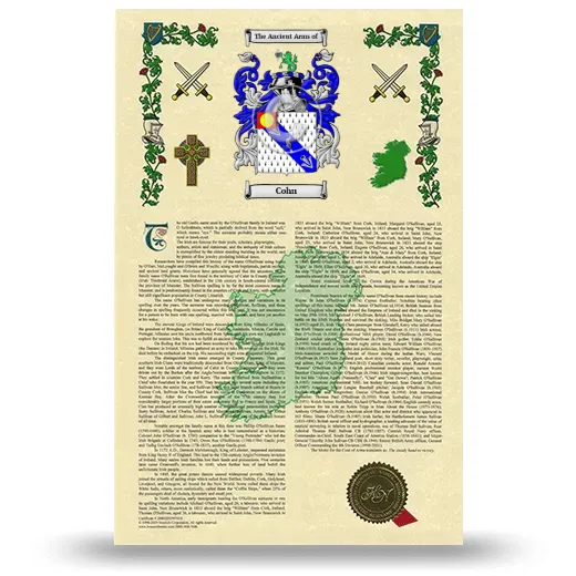 Cohn Armorial History with Coat of Arms