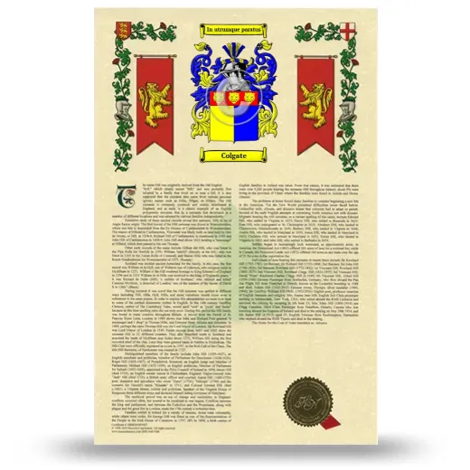 Colgate Armorial History with Coat of Arms