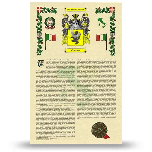 Contino Armorial History with Coat of Arms