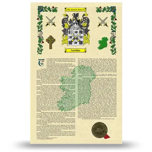 Corridan Armorial History with Coat of Arms