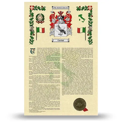 Corvini Armorial History with Coat of Arms
