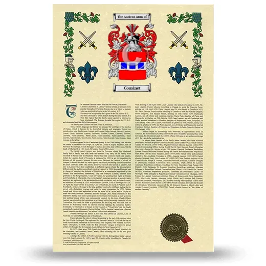Cousinet Armorial History with Coat of Arms
