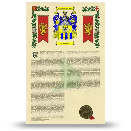 Covarde Armorial History with Coat of Arms