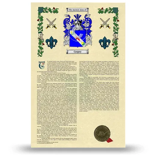 Crepey Armorial History with Coat of Arms