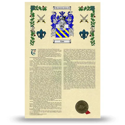 Cres Armorial History with Coat of Arms