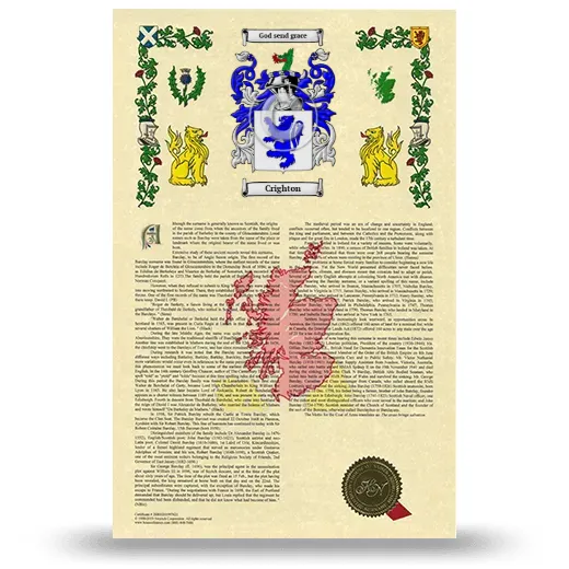 Crighton Armorial History with Coat of Arms