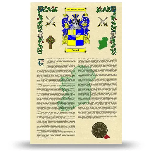 Cusack Armorial History with Coat of Arms
