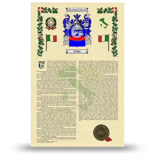 D'aleo Armorial History with Coat of Arms