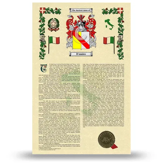 D'amico Armorial History with Coat of Arms