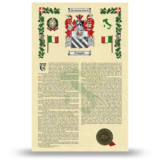 D'angelo Armorial History with Coat of Arms