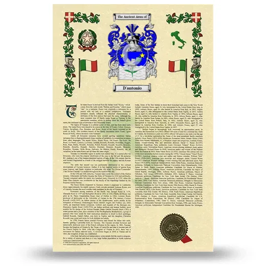 D'antonio Armorial History with Coat of Arms