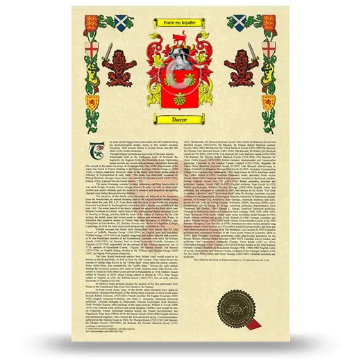 Dacre Armorial History with Coat of Arms
