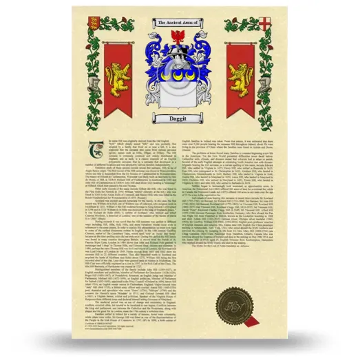 Daggit Armorial History with Coat of Arms
