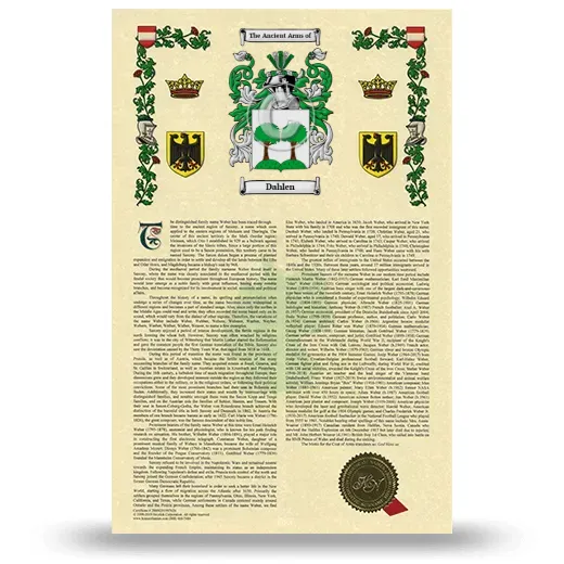 Dahlen Armorial History with Coat of Arms