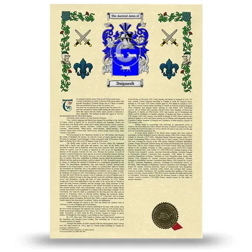 Daignault Armorial History with Coat of Arms