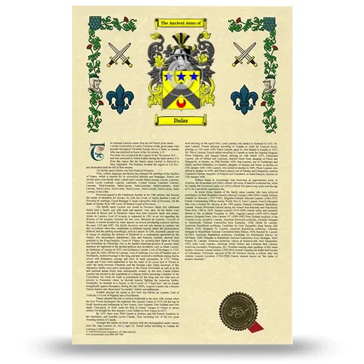 Dalar Armorial History with Coat of Arms