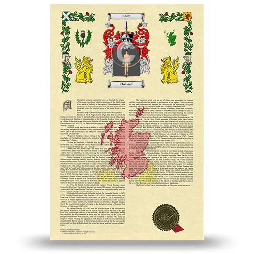 Dalziel Armorial History with Coat of Arms