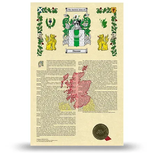 Dasone Armorial History with Coat of Arms