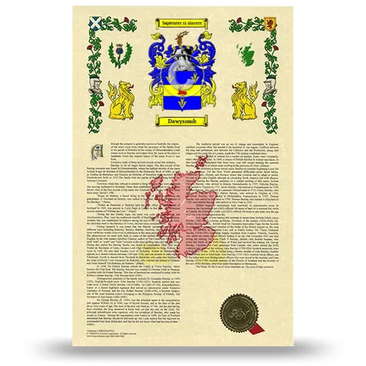 Dawysomb Armorial History with Coat of Arms