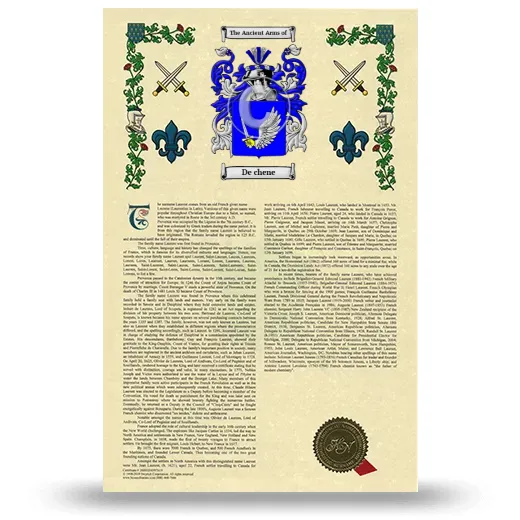 De chene Armorial History with Coat of Arms