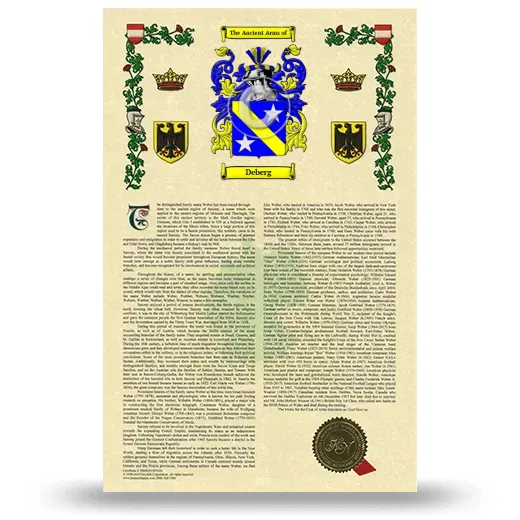 Deberg Armorial History with Coat of Arms