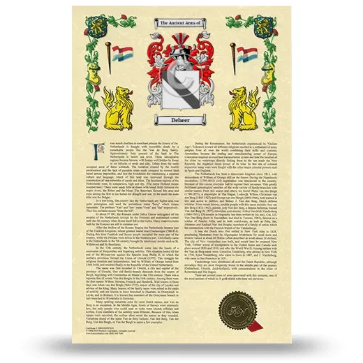 Deheer Armorial History with Coat of Arms
