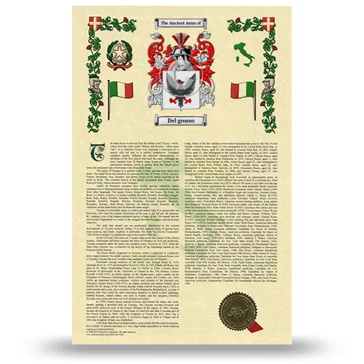 Del grosso Armorial History with Coat of Arms